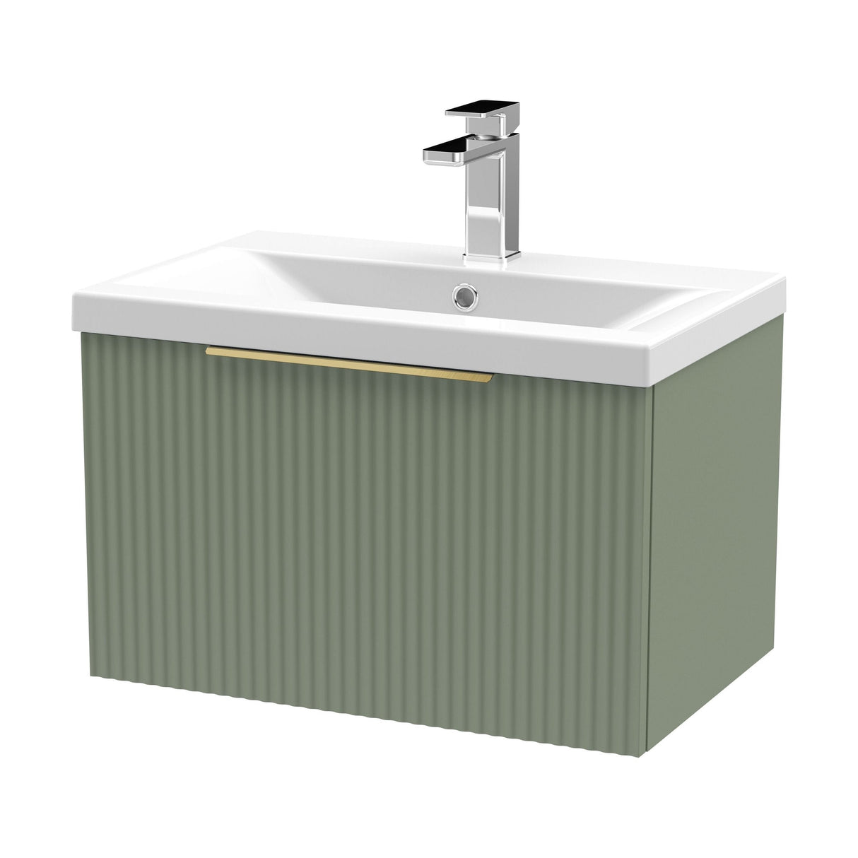 [BFFF894AH325] Tixall Fluted Front Wall Hung Vanity Basin Unit with Choice of Size, Colour and Handle Options - Cutout