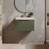 Fluted Front Wall Hung Vanity Basin Unit with Choice of Size, Colour and Handle Options