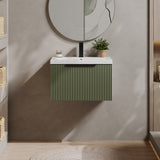 Fluted Front Wall Hung Vanity Basin Unit with Choice of Size, Colour and Handle Options