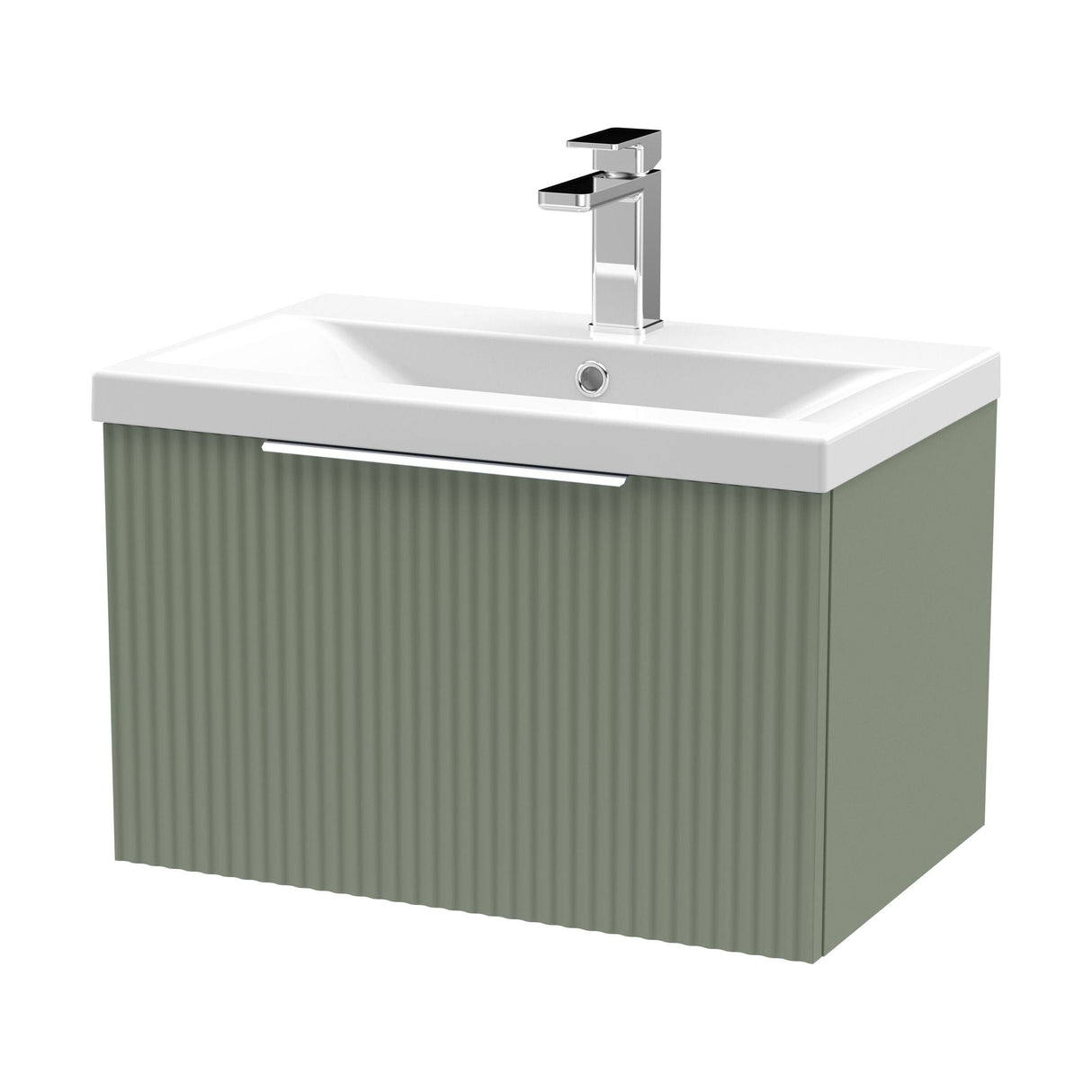 [BFFF894A] Tixall Fluted Front Wall Hung Vanity Basin Unit with Choice of Size, Colour and Handle Options - Cutout