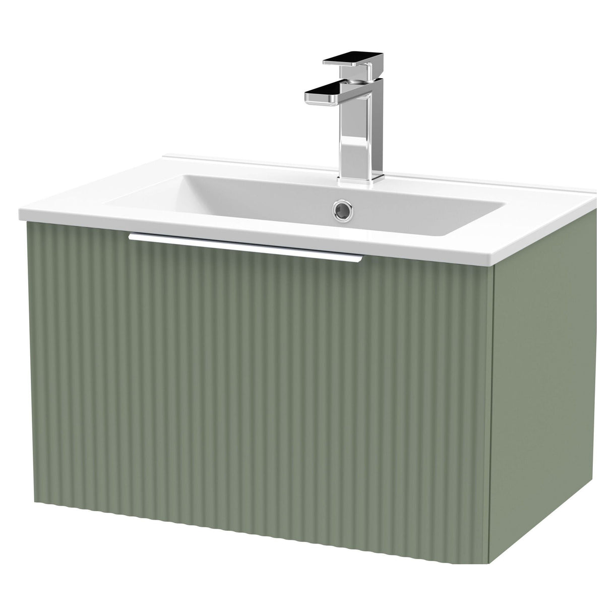 [BFFF894B] Tixall 1 Drawer Wall Hung Vanity Basin Unit with 1 Tap Hole Minimalist Ceramic Basin, Choice of Size and Colour - Cutout