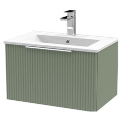 [BFFF894B] Tixall 1 Drawer Wall Hung Vanity Basin Unit with 1 Tap Hole Minimalist Ceramic Basin, Choice of Size and Colour - Cutout