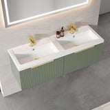 Fluted Front Wall Hung Vanity Basin Unit with Choice of Size, Colour and Handle Options