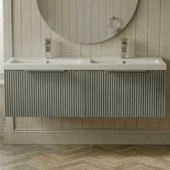 [BFFF894C] Tixall Fluted Front Wall Hung Vanity Basin Unit with Choice of Size, Colour and Handle Options - Silo