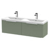 [BFFF894F] Tixall Fluted 2 Drawer Wall Hung Vanity Unit with Double Basin - Choice of Colour - Cutout