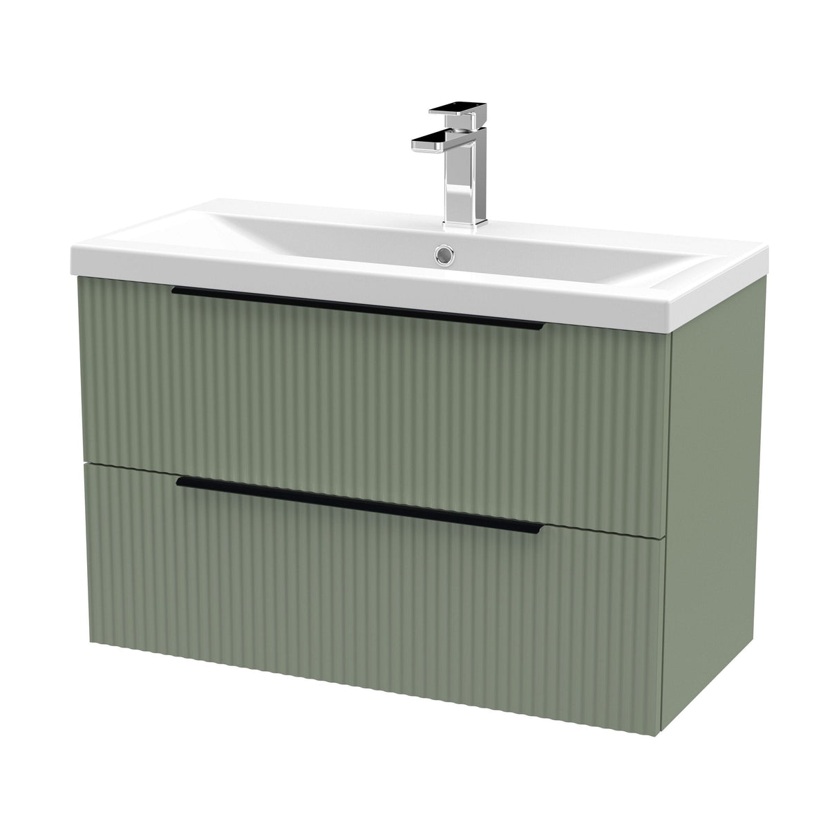 [BFFF895AH226] Tixall Fluted Front Wall Hung Vanity Basin Unit with Choice of Size, Colour and Handle Options - Cutout