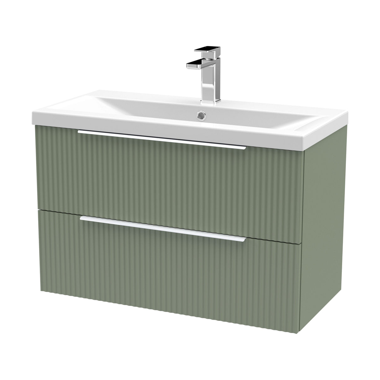[BFFF895A] Tixall Fluted Front Wall Hung Vanity Basin Unit with Choice of Size, Colour and Handle Options - Cutout