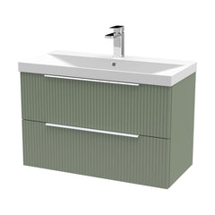 [BFFF895D] Tixall Fluted 2 Drawer Wall Hung Vanity Unit with Thin Edge Basin - Choice of Size and Colour - Cutout