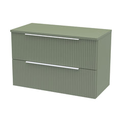 [BFFF895W] Tixall Fluted 2 Drawer Wall Hung Vanity Unit with Worktop - Choice of Size and Colour - Cutout