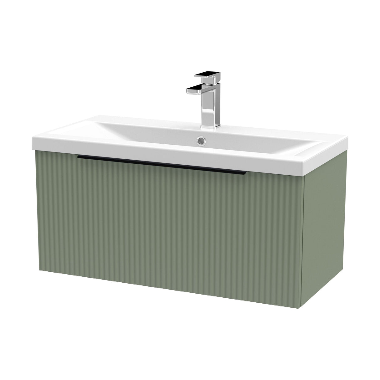 [BFFF896AH226] Tixall Fluted Front Wall Hung Vanity Basin Unit with Choice of Size, Colour and Handle Options - Cutout