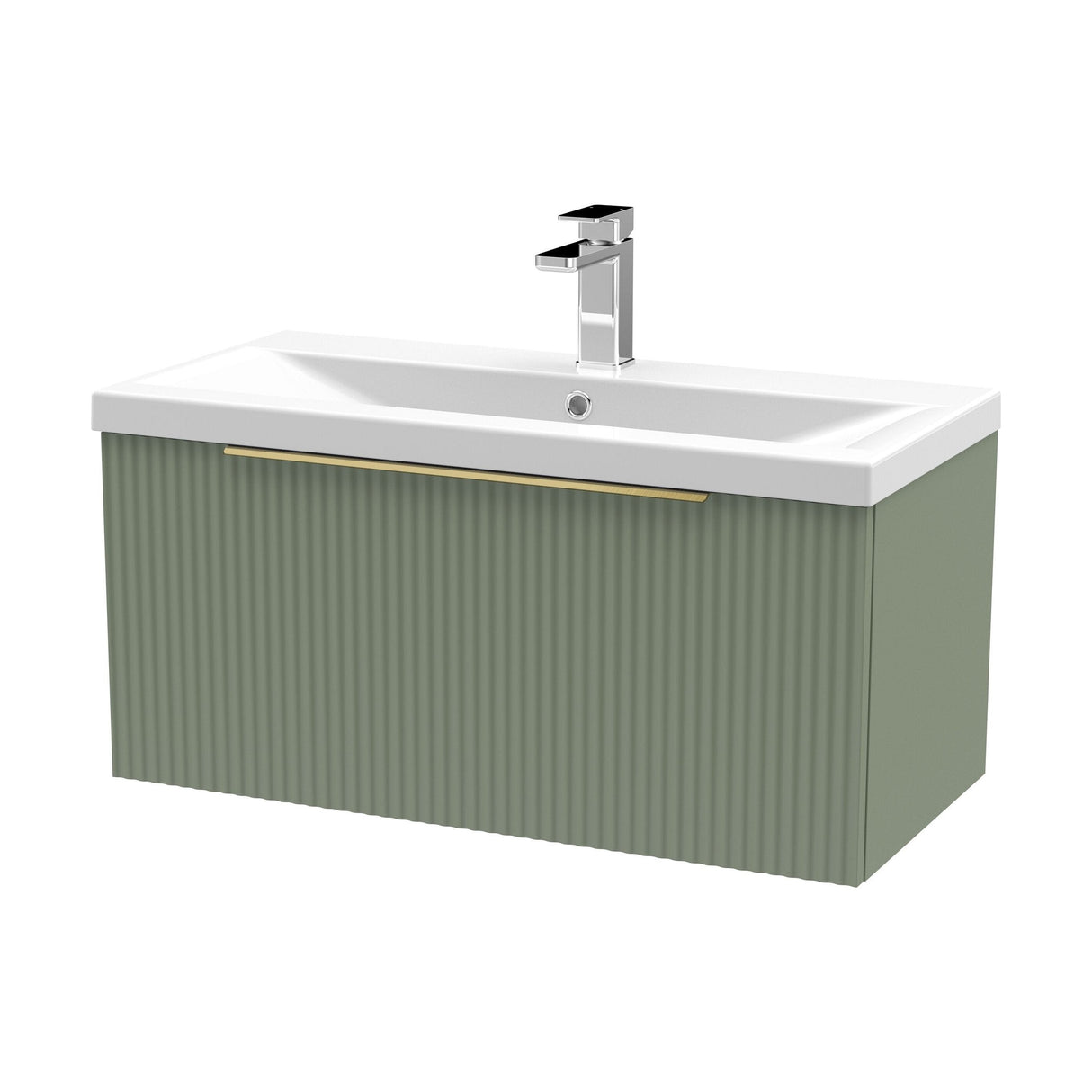 [BFFF896AH326] Tixall Fluted Front Wall Hung Vanity Basin Unit with Choice of Size, Colour and Handle Options - Cutout