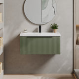 Fluted Front Wall Hung Vanity Basin Unit with Choice of Size, Colour and Handle Options