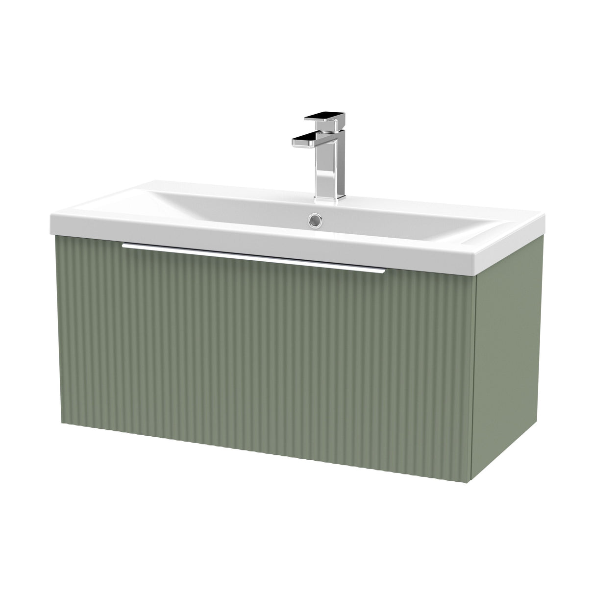 [BFFF896A] Tixall Fluted Front Wall Hung Vanity Basin Unit with Choice of Size, Colour and Handle Options - Cutout