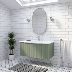 [BFFF896B] Tixall 1 Drawer Wall Hung Vanity Basin Unit with 1 Tap Hole Minimalist Ceramic Basin, Choice of Size and Colour