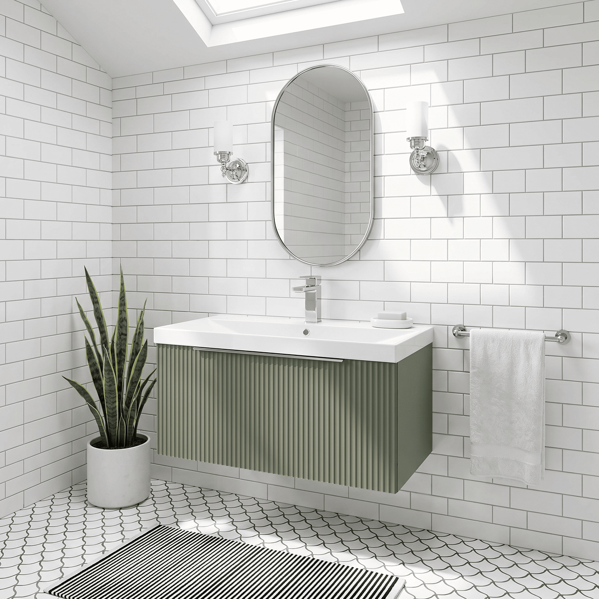 [BFFF896D] Tixall 1 Drawer Wall Hung Vanity Basin Unit with 1 Tap Hole Thin-Edge Ceramic Basin, Choice of Size and Colour