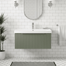 [BFFF896D] Tixall 1 Drawer Wall Hung Vanity Basin Unit with 1 Tap Hole Thin-Edge Ceramic Basin, Choice of Size and Colour - Silo
