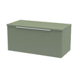 [BFFF896W] Tixall Fluted 1 Drawer Wall Hung Vanity Unit with Worktop, Satin Green, 800mm - Cutout