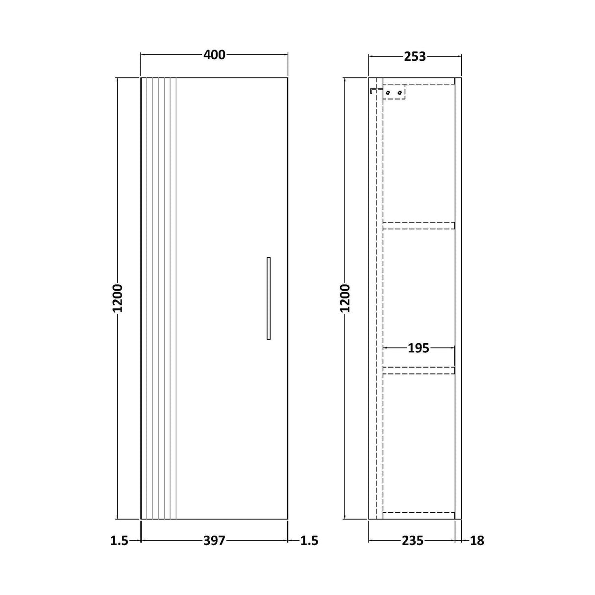 [BFFL162] 400 Tall Unit - Technical Drawing