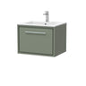 [BFFL3122C] Longnor Modern Bathroom Wall Hung Single Drawer Vanity Unit & Basin, Choice of Size and Colour - Cutout