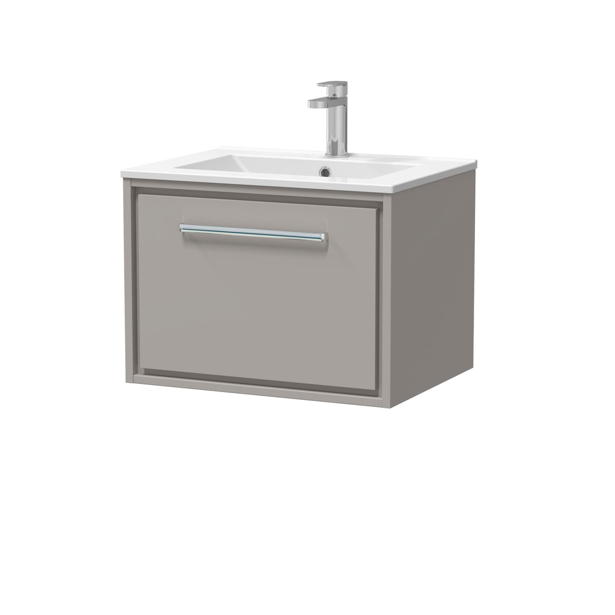 [BFFL3222C] Longnor Modern Bathroom Wall Hung Single Drawer Vanity Unit & Basin, Choice of Size and Colour - Cutout