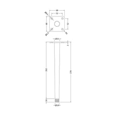 [BFFL826] Decorative Furniture Leg Set, 260mm, Pair, Choice of Colour - Technical Drawing