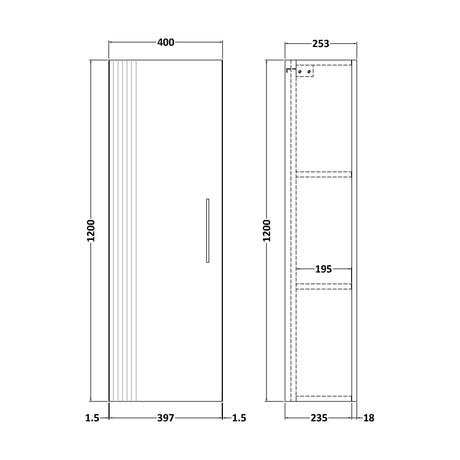 [BFFL862] 400 Tall Unit - Technical Drawing