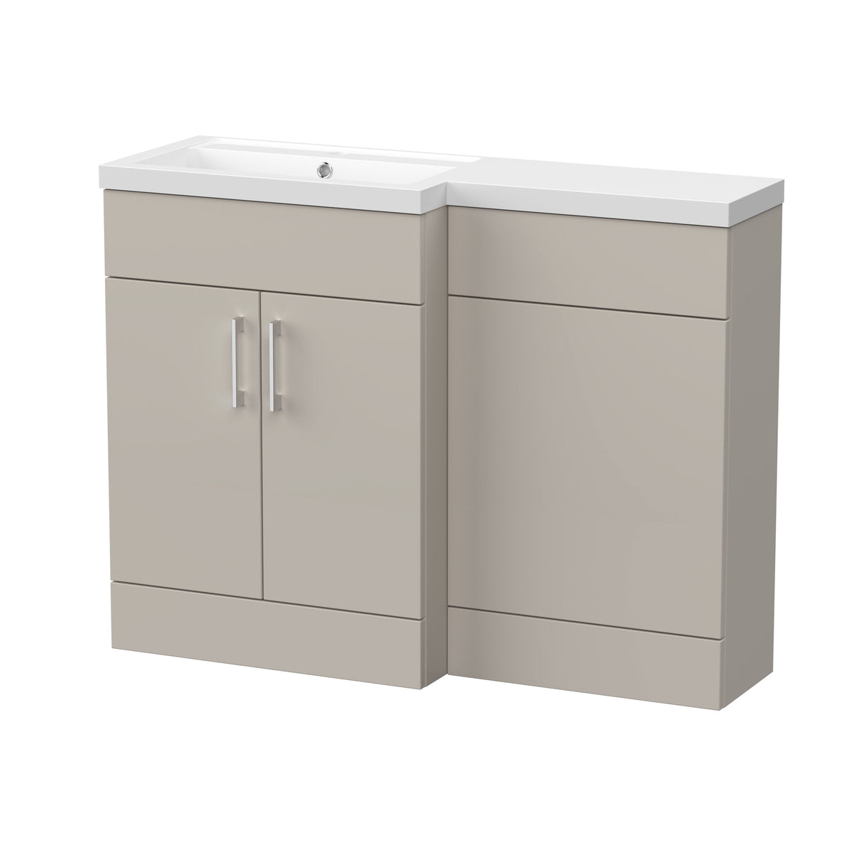 [BFFLR3209L] Wichnor Contemporary Floor Standing 2 Door Vanity Basin WC Unit with Polymarble Basin, 1100mm, Choice of Orientation and Colour - Cutout