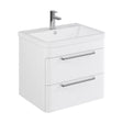 [BFGE002] Balterley Contemporary Bathroom Wall Hung Vanity Unit with 2 Soft Close Drawers & 1 Tap Hole Polymarble Basin, Gloss White, 600mm - Cutout