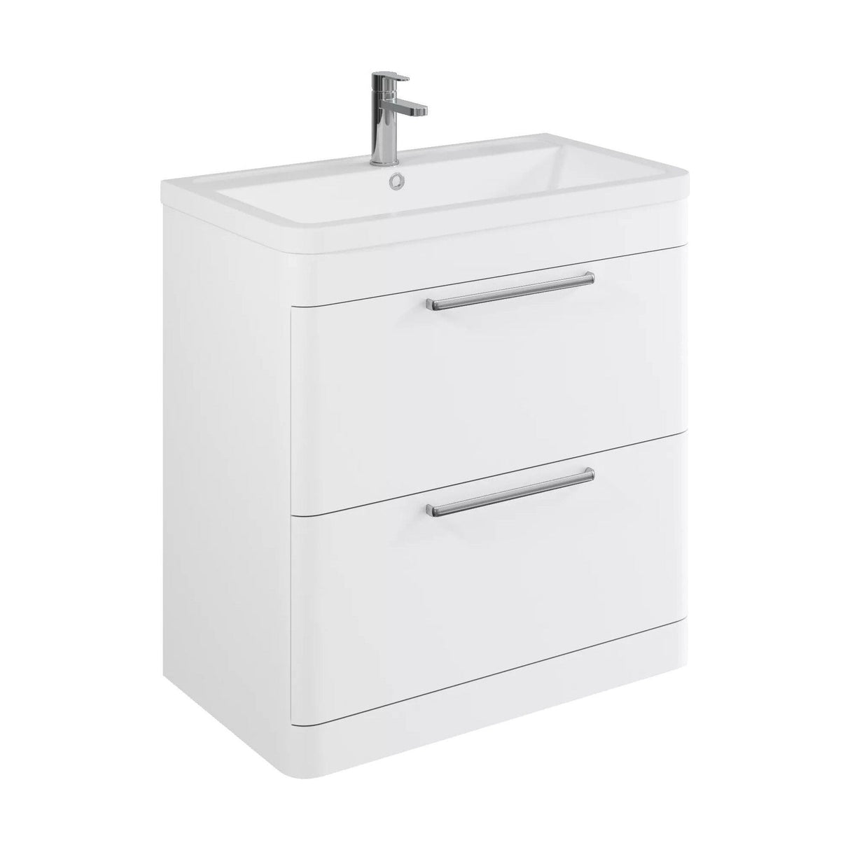 [BFGE004A] Calwich Contemporary Bathroom Floor Standing Vanity Basin Unit with 2 Drawers & 1 Tap Hole Basin, Choice of Size/Colour/Basin Type - Cutout