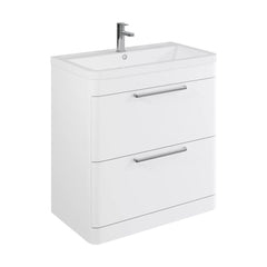 [BFGE004] Calwich Contemporary Bathroom Floor Standing Vanity Basin Unit with 2 Drawers & 1 Tap Hole Basin, Choice of Size/Colour/Basin Type - Cutout