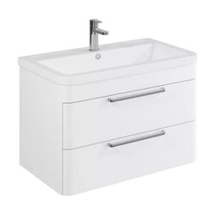 [BFGE005A] Calwich Contemporary Bathroom Wall Hung Vanity Unit with 2 Soft Close Drawers & 1 Tap Hole Basin, Choice of Size/Colour/Basin Type - Cutout
