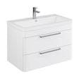[BFGE005] Balterley Contemporary Bathroom Wall Hung Vanity Unit with 2 Soft Close Drawers & 1 Tap Hole Polymarble Basin, Gloss White, 800mm - Cutout