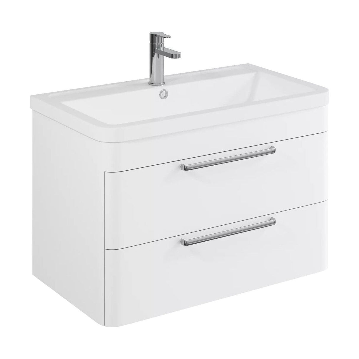 [BFGE005] Calwich Contemporary Bathroom Wall Hung Vanity Unit with 2 Soft Close Drawers & 1 Tap Hole Basin, Choice of Size/Colour/Basin Type - Cutout