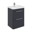 [BFGE1401A] Balterley Contemporary Bathroom Floor Standing Vanity Unit with 2 Soft Close Drawers & 1 Tap Hole Ceramic Basin, Dark Grey, 600mm - Cutout