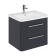 [BFGE1402A] Balterley Contemporary Bathroom Wall Hung Vanity Unit with 2 Soft Close Drawers & 1 Tap Hole Ceramic Basin, Dark Grey, 600mm - Cutout