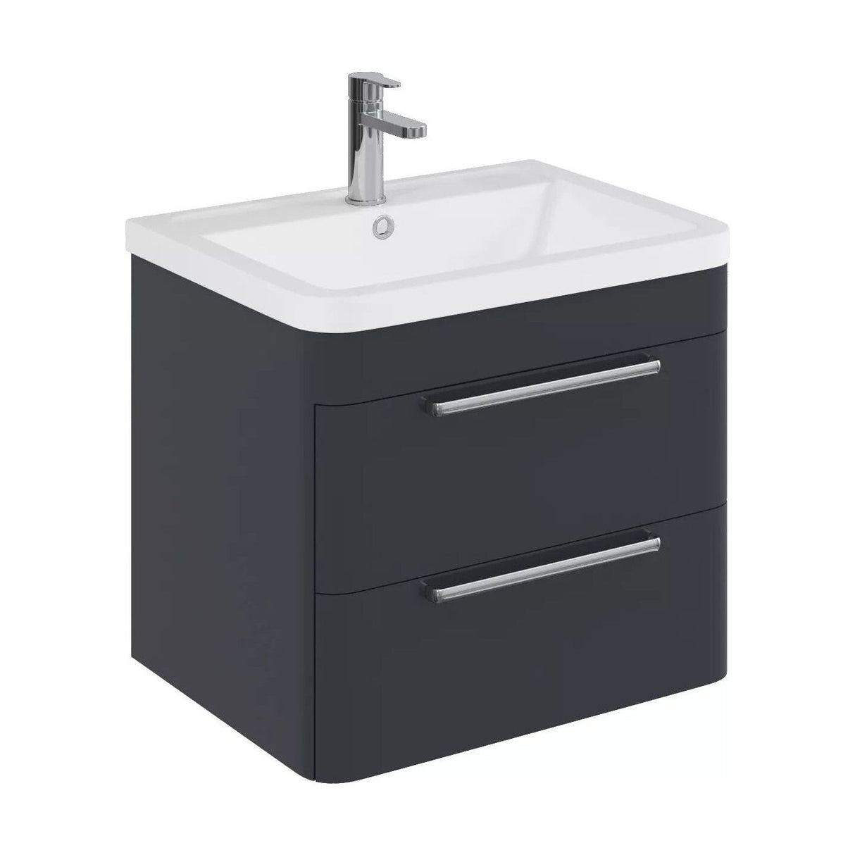 [BFGE1402A] Calwich Contemporary Bathroom Wall Hung Vanity Unit with 2 Soft Close Drawers & 1 Tap Hole Basin, Choice of Size/Colour/Basin Type - Cutout