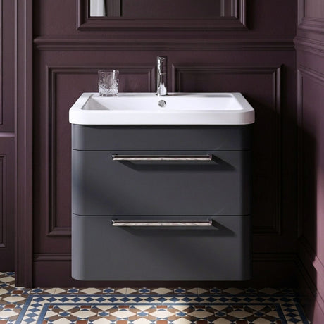 [BFGE1402] Calwich Contemporary Bathroom Wall Hung Vanity Unit with 2 Soft Close Drawers & 1 Tap Hole Basin, Choice of Size/Colour/Basin Type - Silo