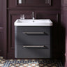 [BFGE1402] Calwich Contemporary Bathroom Wall Hung Vanity Unit with 2 Soft Close Drawers & 1 Tap Hole Basin, Choice of Size/Colour/Basin Type - Silo