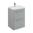 [BFGE201] Balterley Contemporary Bathroom Floor Standing Vanity with 2 Soft Close Drawers & 1 Tap Hole Polymarble Basin, Satin Grey, 600mm - Cutout