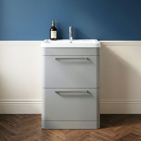 [BFGE201] Calwich Contemporary Bathroom Floor Standing Vanity Basin Unit with 2 Drawers & 1 Tap Hole Basin, Choice of Size/Colour/Basin Type - Silo