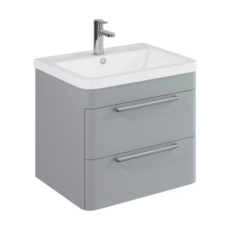 [BFGE202] Calwich Contemporary Bathroom Wall Hung Vanity Unit with 2 Soft Close Drawers & 1 Tap Hole Basin, Choice of Size/Colour/Basin Type - Cutout
