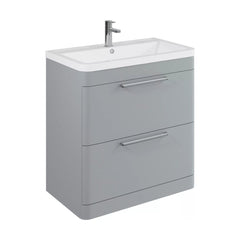 [BFGE204A] Calwich Contemporary Bathroom Floor Standing Vanity Basin Unit with 2 Drawers & 1 Tap Hole Basin, Choice of Size/Colour/Basin Type - Cutout