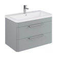 [BFGE205] Balterley Contemporary Bathroom Wall Hung Vanity Unit with 2 Soft Close Drawers & 1 Tap Hole Polymarble Basin, Satin Grey, 800mm - Cutout