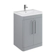 [BFGE210] Balterley Contemporary Bathroom Floor Standing Vanity Unit with 2 Soft Close Doors & 1 Tap Hole Polymarble Basin, Satin Grey 600mm - Cutout