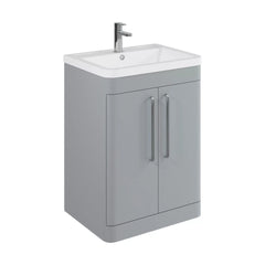 [BFGE210] Calwich Contemporary Bathroom Floor Standing Vanity with 2 Soft Close Doors & 1 Tap Hole Basin, 600mm, Choice of Colour and Basin Type - Cutout