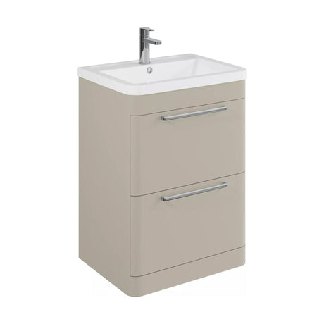 [BFGE3201A] Balterley Contemporary Bathroom Floor Standing Vanity Basin Unit with 2 Drawers & 1 Tap Hole Ceramic Basin, Pebble Grey, 600mm - Cutout