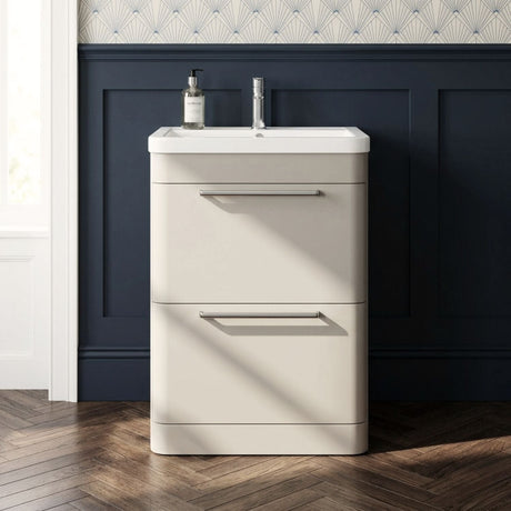 [BFGE3201] Calwich Contemporary Bathroom Floor Standing Vanity Basin Unit with 2 Drawers & 1 Tap Hole Basin, Choice of Size/Colour/Basin Type - Silo