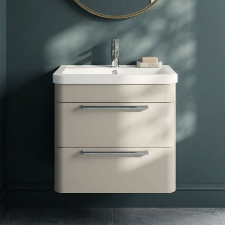 [BFGE3202] Calwich Contemporary Bathroom Wall Hung Vanity Unit with 2 Soft Close Drawers & 1 Tap Hole Basin, Choice of Size/Colour/Basin Type - Silo