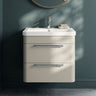 [BFGE3202] Calwich Contemporary Bathroom Wall Hung Vanity Unit with 2 Soft Close Drawers & 1 Tap Hole Basin, Choice of Size/Colour/Basin Type - Silo
