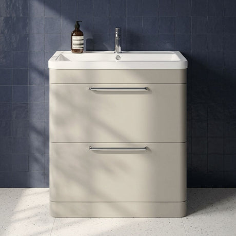 [BFGE3204A] Calwich Contemporary Bathroom Floor Standing Vanity Basin Unit with 2 Drawers & 1 Tap Hole Basin, Choice of Size/Colour/Basin Type - Silo